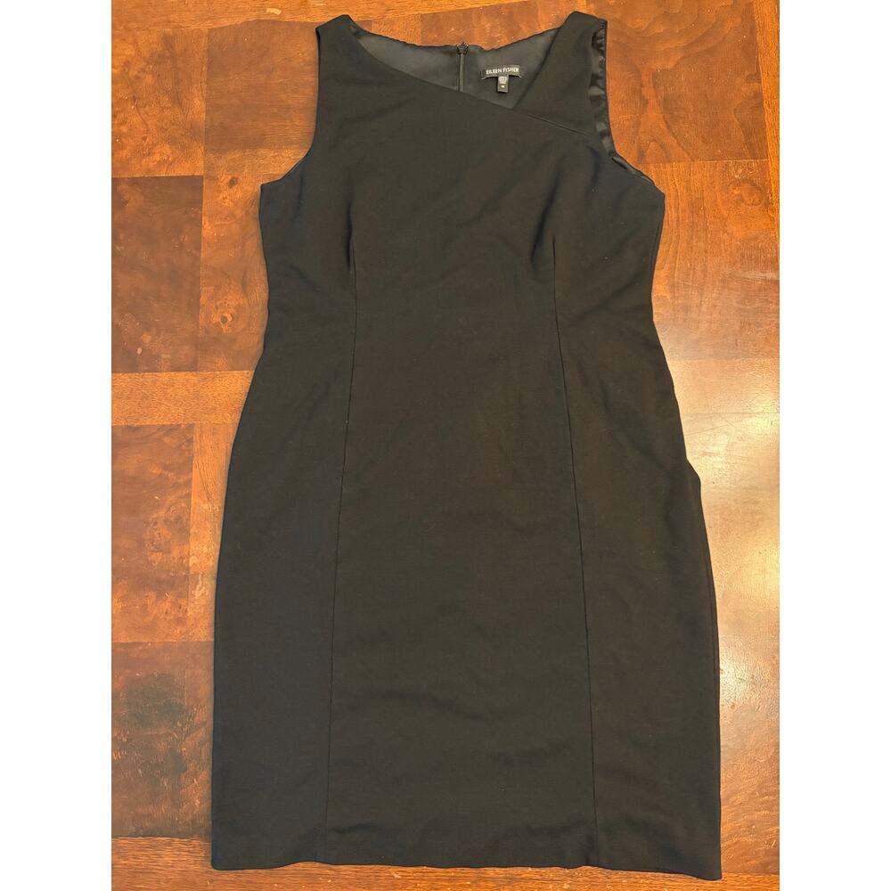 Eileen Fisher Black Asymmetrical Sheath Dress Size 12 Preowned